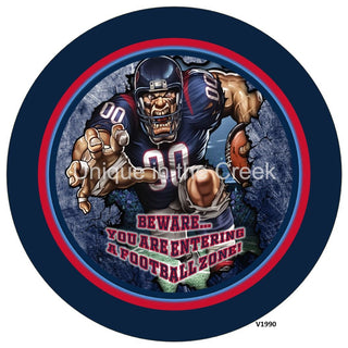 Vinyl Decal | TEN Football | BLUE/RED/SILVER | Beware...you are entering a football zone | Sports