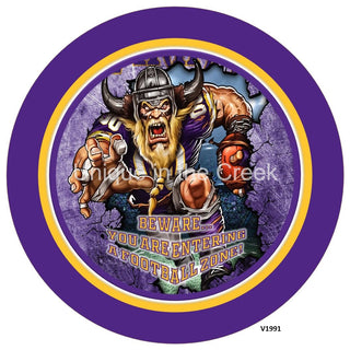 Vinyl Decal | MIN Football | PURPLE/GOLD | Beware...you are entering a football zone | Sports