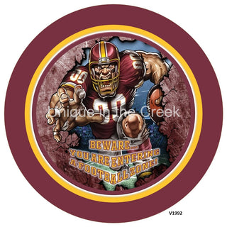 Vinyl Decal | WASH Football | BURGUNDY/GOLD | Beware...you are entering a football zone | Sports