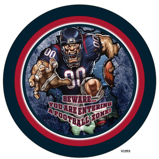 Vinyl Decal | HOU Football | STEEL BLUE/RED | Beware...you are entering a football zone | Sports