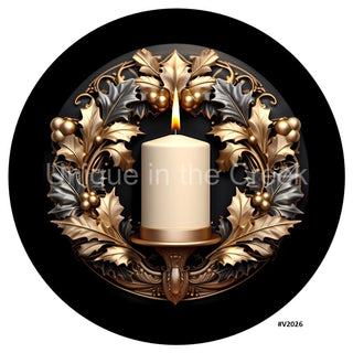 VINYL DECAL | 3D METALLIC | CANDLE | GOLD/PEWTER/BLACK | V2026