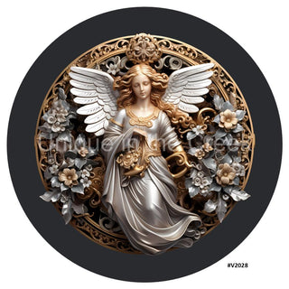 VINYL DECAL | 3D METALLIC | ANGEL | GOLD/PEWTER/BLACK | V2028