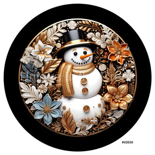 VINYL DECAL | 3D METALLIC | SNOWMAN | GOLD/PEWTER/BLACK | V2030