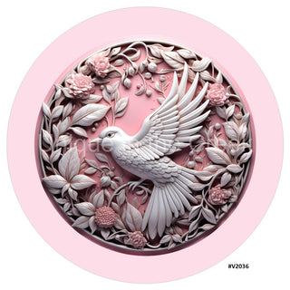 VINYL DECAL | 3D WOOD LOOKING | DOVE | PINK/WHITE | V2036