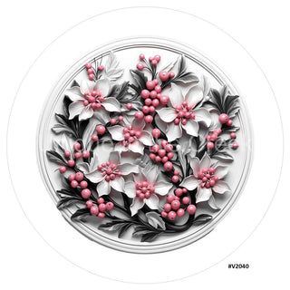 VINYL DECAL | 3D WOOD LOOKING  | POINSETTIA | PINK/WHITE | V2040