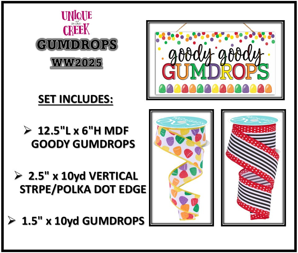 MATCHING SIGN/RIBBON SET | GOODY GUMDROPS | WW2025can