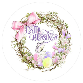 WREATH SIGN | 8" ALUMINUM | EASTER BLESSINGS | BUTTERFLY & FLOWERS | EASTER