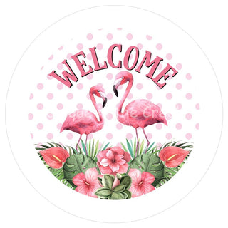 WREATH SIGN | 8" ALUMINUM | WELCOME | POLKA DOT | FLAMINGO | SUMMER | EVERYDAY