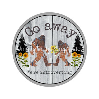 8" ALUMINUM WREATH SIGN | GO AWAY | INTROVERTING | WELCOME | EVERYDAY
