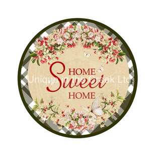 Panneau de couronne en aluminium de 8 po | Home Sweet Home | Floral | Chèque | Tous les jours