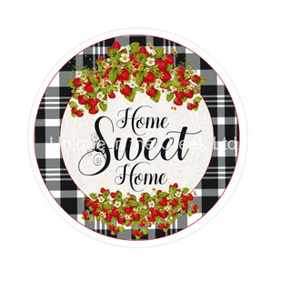 8" ALUMINUM WREATH SIGN | HOME SWEET HOME | CHECK | STRAWBERRY FLOWER | EVERYDAY