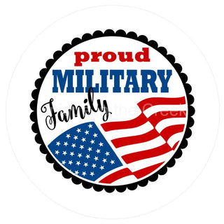 Panneau de couronne en aluminium de 8 po | Fière famille militaire | États-Unis | Patriotique | Tous les jours