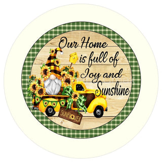 8" ALUMINUM WREATH SIGN | JOY AND SUNSHINE | GNOME & SUNFLOWERS | TRUCK | WELCOME | EVERYDAY