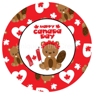 Panneau de couronne en aluminium de 8 po | Bonne fête du Canada | Castor | Patriotique | Canada