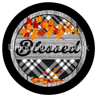 WREATH SIGN | 8" Aluminum Wreath Sign | BLESSED | CHECK | LEAVES | AUTUMN | FALL