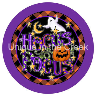 WREATH SIGN | 8" ALUMINUM | HOCUS POCUS | PUMPKIN & GHOST | HALLOWEEN |