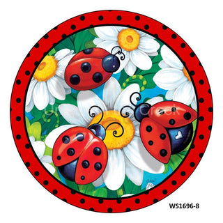 Panneau de couronne en aluminium de 8" | COCCINELLES | FLEURS | PRINTEMPS | TOUS LES JOURS