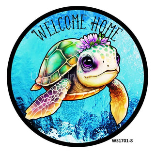 WREATH SIGN | 8" ALUMINUM | TURTLE / OCEAN | WELCOME HOME | EVERYDAY