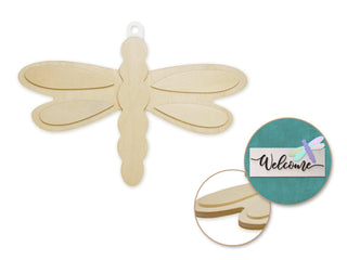 WREATH ACCENT | 5.9"X4.7" | DIY DRAGONFLY | Wood Craft | 3D | Accessories