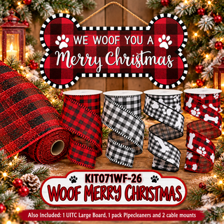 WREATH KIT  | WOOF YOU A MERRY CHRISTMAS | RED/WHITE/BLACK | KIT071WF-26
