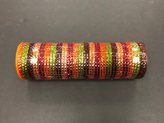 DECOMESH | 10"X10YD | FOIL STRIPES |METALLIC | ORANGE/BURGUNDY/GREEN/BROWN | XB101210-38