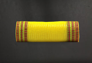 DECOMESH | 10"x10yds | FABRIC BORDER STRIPE | YELLOW/FUCSHIA/LIME | MESH | XB107910-49