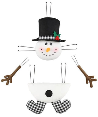 WREATH KIT | PLUSH 4 PIECE SNOWMAN-SNOWFLAKES | BLACK/WHITE/RED | KIT056SM-26CAN