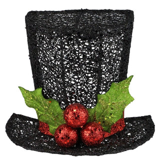 WREATH ACCENT | 7.75"W Glitter/Mesh Half Top Hat |  Black/Red/Lime | XC8315