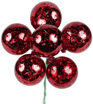 WREATH ACCENT | 30Mm Antique Look V.P Ball On 10" Wire | 72/BOX | RED ANTIQUE | XH841324