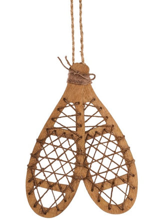 ORNAMENTS | 11.25H"X8"W | WOOD/JUTE SNOW SHOES | BROWN | XJ5409