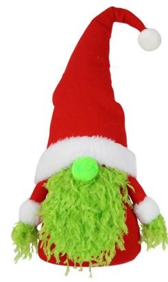WREATH ACCENT | 10"H GREEN MONSTER Christmas Gnome | SANTA HAT | CHRISTMAS