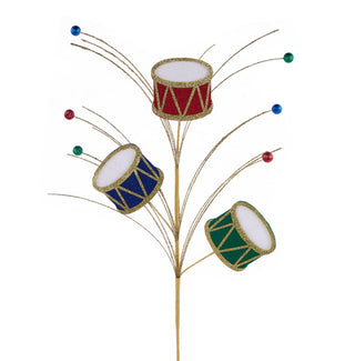 WREATH ACCENT | 23"L FELT/GLITTER CHRISTMAS DRUM SPRAY | RED/WHITE | XP019651