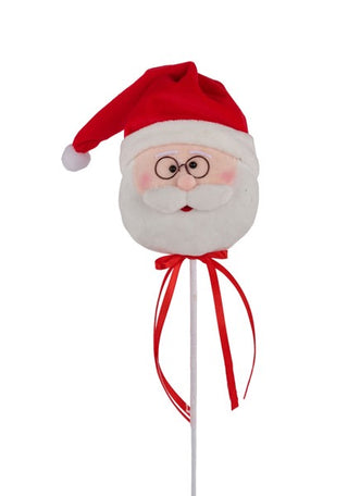 WREATH ACCENT | 15"OAH SANTA HEAD PICK | RED/WHITE | XP104135