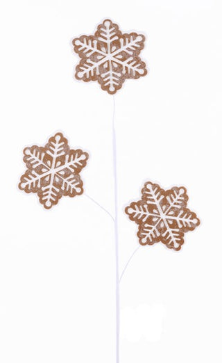 WREATH ACCENT | 30"L FELT/GLITTER GINGERBREAD SNOWFLAKE SPRAY | WHITE/BROWN | XP384645