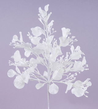 WREATH ACCENT |17.5" GLITTER EUCALYPTUS BUSH | WHITE | WINTER | XS250327