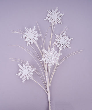 WREATH ACCENT | 29"L GLITTER SNOWFLAKE SPRAY | WHITE | XS966327