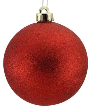 WREATH ACCENT | 80Mm (3.15INCHES) GLITTERED BALL/ORNAMENT | RED GLITTER | 12/BOX | XY203324