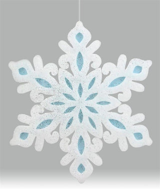 Wreath Accent | 8"Dia GLITTERED FELT SNOWFLAKE | WHITE/LT. BLUE/SILVER | XY849014