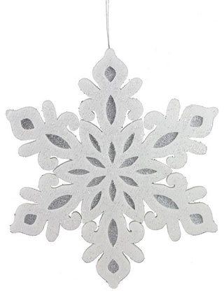 Wreath Accent | 8"Dia GLITTERED FELT SNOWFLAKE | WHITE/SILVER | XY849326