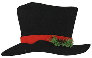 Wreath Accent | 14"L x 8.5"W Felt/Foam Snowman Hat | BLACK/RED/GREEN | XY8516