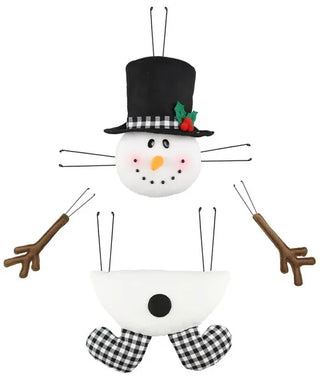 WREATH ACCENT | 4 Piece 27" x 25"L Snowman Decor Kit | BLACK/WHITE.CHECK | XC6194