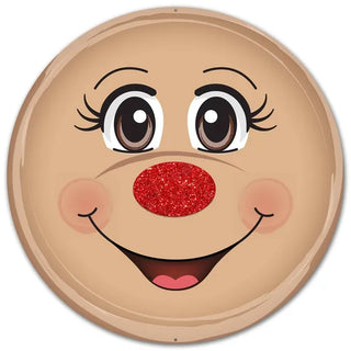 WREATH SIGN | 12"Dia Metal/Glitter Reindeer Face | MD0353