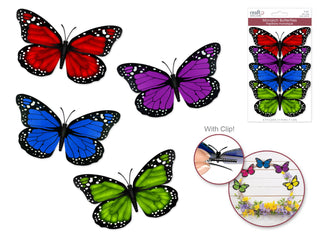 WREATH ACCENT | 4.7"x2.8" | Monarch Butterflies x4 | Asst Plastic w/Clip | Multicolor