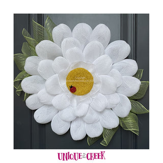 WREATH KIT | PRE-CUT DECOMESH | DAISY | WHITE/MOSS GREEN | KIT002DAI-26can