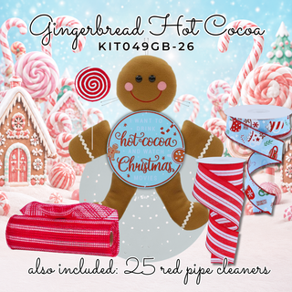 DIY WREATH KIT | GINGERBREAD COCOA/MOVIES KIT | ICE BLUE/RED/WHITE | KIT049GB-26CAN