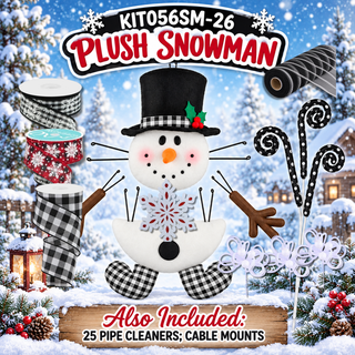 WREATH KIT | PLUSH 4 PIECE SNOWMAN-SNOWFLAKES | BLACK/WHITE/RED | KIT056SM-26CAN