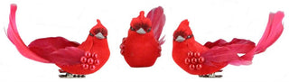 WREATH ACCENT | BOX OF 12 ASST 3.5"W FLYING CARDINAL W/CLIP | RED | ME0580