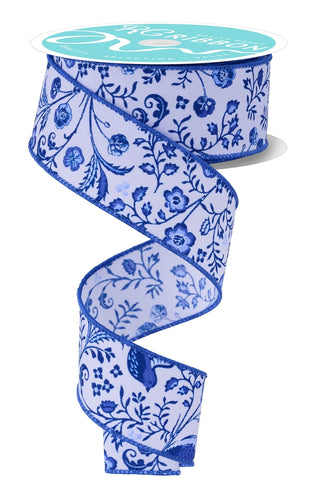 RIBBON | 1.5"X10YD | CHINOISERIE | WHITE/MULTI BLUE| RGF1576WR