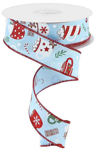 DIY WREATH KIT | GINGERBREAD COCOA/MOVIES KIT | ICE BLUE/RED/WHITE | KIT049GB-26CAN