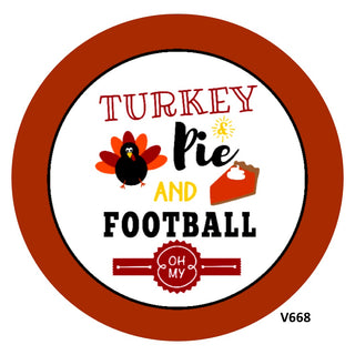 Vinyl Decal | Turkey, Pie and Football | Thanksgiving | Autumn | Fall